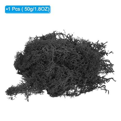 50g nep mos, bewaard rendier mos kunstmatige mos lichen centrumstukken decor faux mos voor pot planten Kerstmis ambacht, zwart