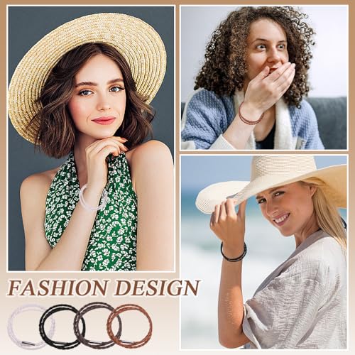 4Pcs Gevlochten lederen armband Dubbele Wrap Gevlochten lederen armband met Legering Gepersonaliseerde Handgemaakte Gevlochten Lederen Armband voor Heren Vrouwen Tiener Jongens Zoon, Klein, Polyurethaan, Nee 5
