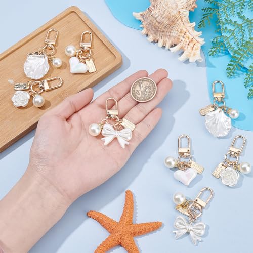 8Pcs 4 Styles Keychains Charm met Pearl, Bow Heart Handtas Bedels Portemonnee Rugzak Hanger voor Bag Keychain Hanger 3