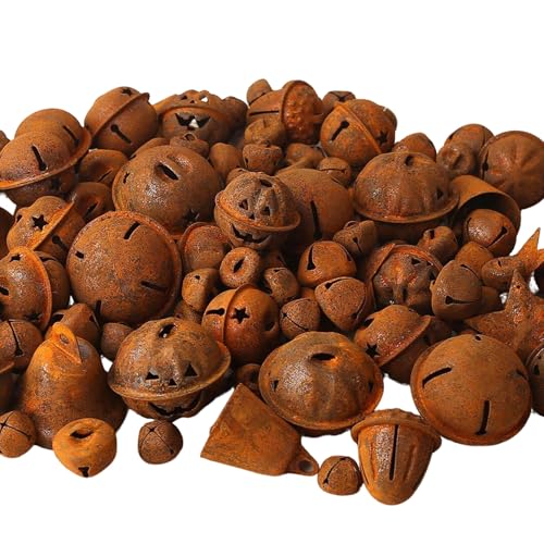 98 stuks rode belletjes, Halloween, rustieke metalen sterren, vintage voor vakantieveesten en doe-het-zelf knutselprojecten (Rusty-A) 4