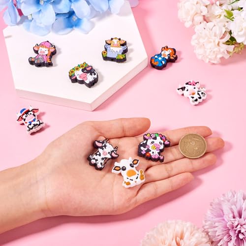 9 st Vee Siliconen Kralen Schattig Dier Rubber Kralen Cartoon Cow Spacer Kralen Dier Siliconen Focal Kralen Ambacht Kralen voor DIY armband sieraden maken 5