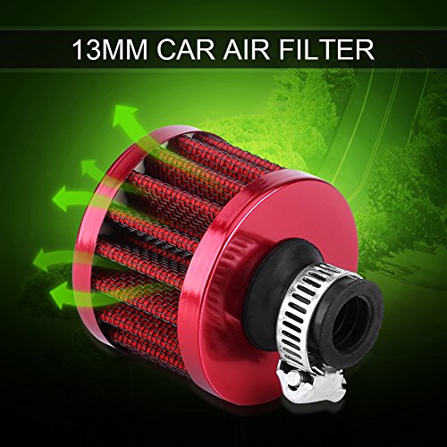 12mm Universal Car Clamp-On Cold Air Intake Filter Kit, Auto Air Intake Filter voor Scooter Atv Dirt Pit Fiets Motorfiets Crankcase Vent Cover ademen (Rode) Auto interieur en externe wijziging 3