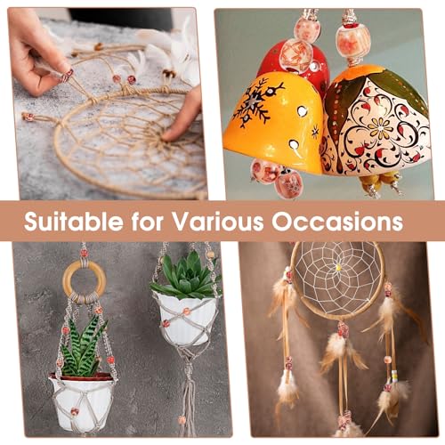 200st Geschilderde houten kralen met groot gat Natural Wood kralen voor Strijken Diverse patronen kralen Haar vlecht kralen voor DIY ketting, armbanden 4