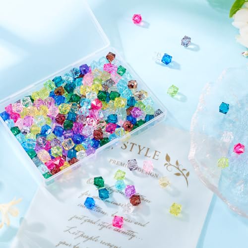 210 st Kubus Facet kralen Clear Square Kralen Acryl Losse Spacer Kralen Bulk voor oorbellen ketting ambachtelijke armband DIY Sieraden Vrouwen accessoire 5