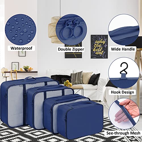 Koffer Organisator Set, Verpakking Kubus voor Kleding, Kleding Tassen voor Koffer, 9-Piece Waterdichte Verpakking Kubus, Koffer Organisator, Suit Bags Set met Cosmetic Bag (Tibetan Blue) 3