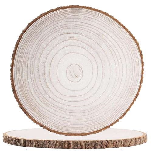 30-34 cm Houten schijven 2 stuks Boomschijven rond voor ambachten Paulownia houten schijven voor tafel decoratie, houten decoratie, kaarsplank, decoratieplaat (30-34 cm/2 stukken)
