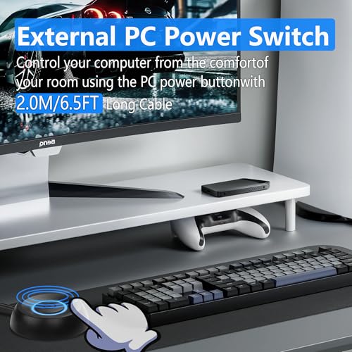 PC Power Knop voor Desktop Computer - Externe afstandsbediening Startknop - 6.5 FT (2m) Extension Cord voor PC Startknop met LED Lights (Zwart) 4