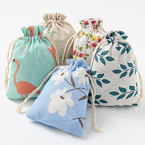 Jute Tassen 25 stuks - Natuurlijke cadeautassen, Jute Bag (5 Type Tassen-B)