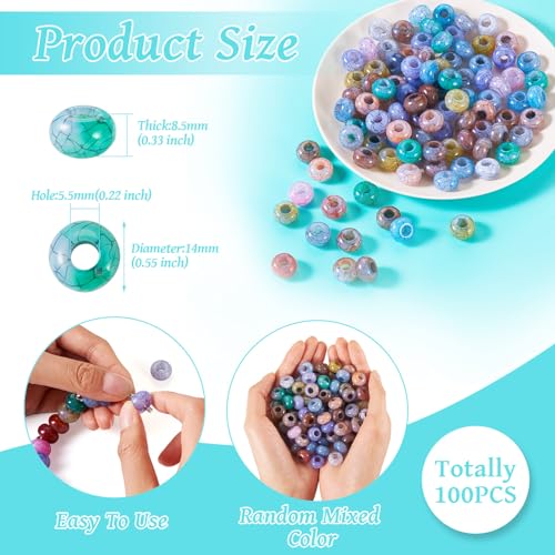 100st 14mm Acrylscheur Kralen Rondelle Europese kralen Grote Hole Losse Spacer Kralen voor DIY armband ketting sieraden maken 3