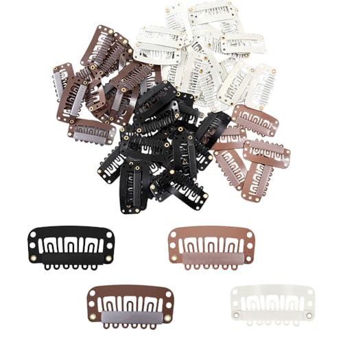 60 Stuks U Vorm Hair Extensions met zacht Rubber Metaal Snap Classic Multi-Function Wig Clips Klik op Accessoires te beveiligen pruiken voor haar uitbreidingen en veilige DIY (4
