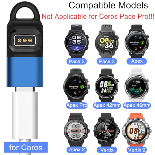 USB C-oplader voor Coros Pace 2/Pace 3/Apex/Apex pro/Apex 42mm//Apex 46mm/Vertix/Vertix 2 smartwatch, Laden van type C Kabel converter 90 graden hoekadapter