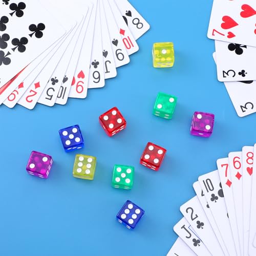 20st 16mm kleurrijk Dobbelstenen afspelen Dice Acryl Dice voor het snijden van blok, 6-sided snijden, Dice Set voor dobbelstenen Games, Tafelspelen (5 kleuren) 4