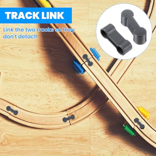 Pak van 20 houten rails, adapter connectoren, universele houten spoor houten spoorweg accessoires, robuustheid, houten spoorverbinding adapter, voor DIY speelgoed spoorwegen 4