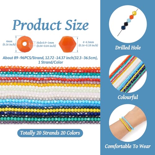 20 Strands Facet Glas Bicone kralen Crystal Glas Briolette Losse Spacer Kralen Bulk voor DIY ambachten armbanden ketting oorbellen sieraden maken 3