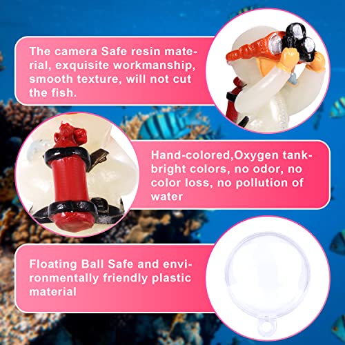 4 st Luminous Diver Aquarium Decoraties, Drijvend Aquarium Accessoires Glow in The Dark Cute Little Diver Aquarium Vis Tank Accessoires Decoraties (2 Groen, 2 Wit) 4