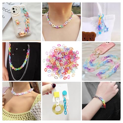 400Pcs Acryl koppelingsringen Transparante Matte Twisted Oval Quick Release Koppeling ketting voor Curb ketting Eyeglass ketting sieraden maken, 16.5x11x3.5mm 3