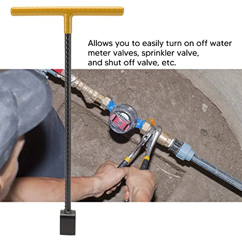 Sleutel voor multifunctionele gereedschappen, sleutel voor watermeter met T-handle voor de hoofdwaterafsluiting Valve Curb (Geel)