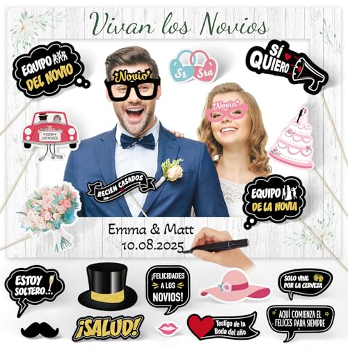 20st foto booth rekwisieten bruiloft 1 stuk frame accessoires rekwisieten in het Spaans