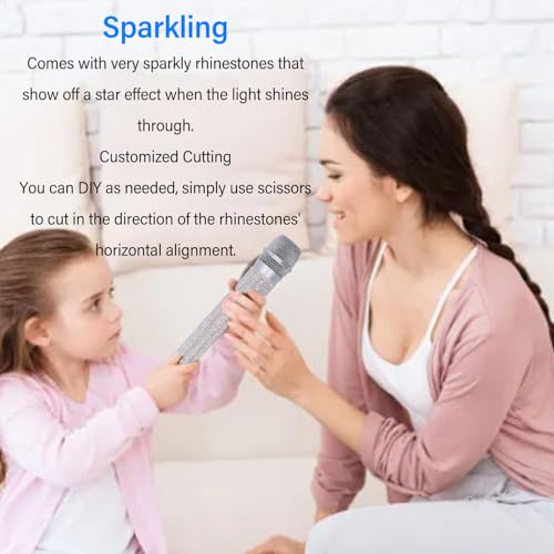 Shiny Microfoon Decoratieve Case, Glitter Crystal Microfoon Case, Glitter Draadloze Microfoon Case, Sparkling Bling Rhinestones Microfoon handvat beschermhoes voor (Multicolor)