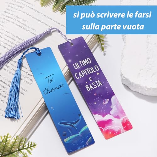 Esthetische bladwijzers papier, 6 x bladwijzers met Italiaanse toespraken en kwasten, cadeau voor volwassenen, kleine cadeaus voor scholen, eerste schooldag, boekenliefhebbers 3