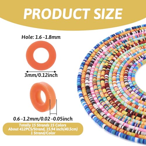 15 Strands Polymer Klei kralen Disc Heishi kralen 3mm platte ronde klei kralen voor DIY Hawaiian armband oorbellen ketting sieraden maken 3