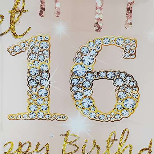 16e verjaardag meisje decoratie, 16e verjaardag Banner Rose Gold, 16e verjaardag stof sign poster, 16e verjaardag achtergrond Banner meisje verjaardag feest decoratie 4
