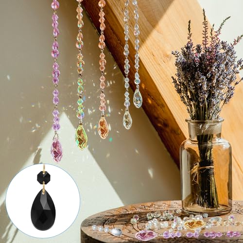 Teardrop Crystal Chandelier Hangers Kralen, 10st 60mm Lengte 38mm Kroonluchter Prims Onderdelen Ornamenten Opknoping Kralen voor DIY Kunst Ambachten Decoratie, Zwart 5