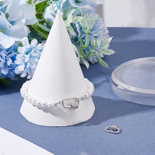 2 stuks 2 maten 925 Sterling Silver Schroef Carabiner Lock sluitingen, Oval Cubic Zirconia Keychain Lock Charms Ketting Lock Clip Bedels voor sieraden maken handtas DIY Accessoire 4