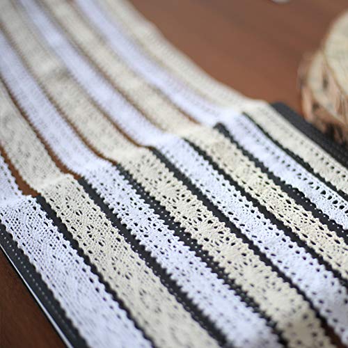 Lace Ribbon White 26m Cotton Decoration Ribbon -2,5cm Vintage Lace Board haak randen voor het knutselen, Naaien, Bruiloft Decoratie Scrapbooking Gift Box (White-A) 5