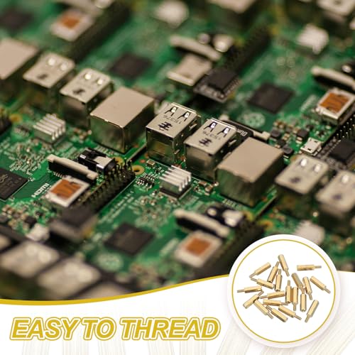 M2,5 x 14 + 6 mm zeskantige afstandsbouten met binnendraad van messing, 20 stuks voor FPV-drone-quadcopter-PCB-moesbord-stalen schroefmoerset, computer, elektrosch, goud 4