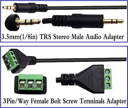 2 st. 3,5mm Jack Plug Audio Kabel, TRS Mono Plug 3 Pin Terminal Block Schroeven Stereo Plug naar AV 3Screw Terminal Block Balun Connection Kabel 27cm Gold Plated 4