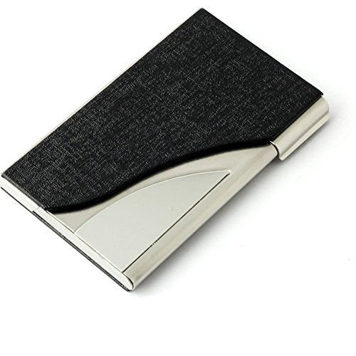 Doobeit metalen geval PU lederen visitekaartjes en roestvrij staal Business Card / Business Card houder voor mannen en vrouwen, zwart, Classic