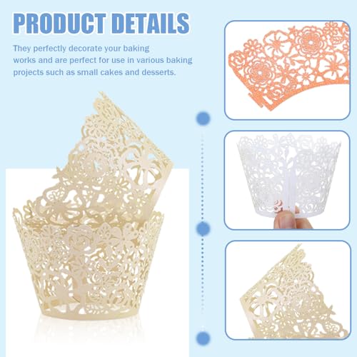 60 stuks Cupcake Wrappers Kant papier bakken Cups Liners Artistieke Bloemen gevallen Filigree bruiloft cupcake papier muffin kopjes voor bruiloft verjaardag feest verjaardag verjaardag decoratie (3 4