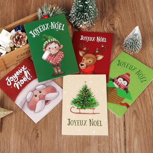 12 Kerstkaarten met Envelop in het Frans, Cadeau voor vrienden en Kerstmis 3