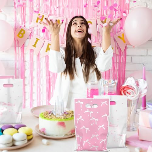 100 st. Roze Bowknot Party Cadeautassen, leuke roze favorieten Cadeautassen leuke verjaardag decoraties Zoete bruiloft decoraties voor kinderen meisjes en vrouwen 5