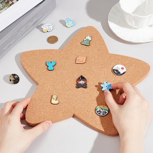 Pin Display Cork Board, Star Cork Brooch Board 1.2cm Dikke Pin Board Houten Bulletin Display Board Wall Mounted Cork Board voor Brooch Pin Storage Office Home Decor, 30x29cm 3
