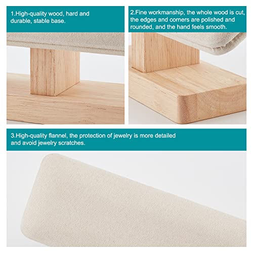 Houten Watch Display Stand, T-Bar armband houder Faux Suede sieraden Organisator houder verwijderbare Bangle Hangers Enkelband Tower Rack voor thuisgebruik, Retail Weergave verkoop, Gainsboro 4