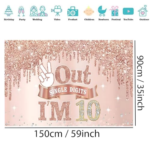 10e verjaardag meisje decoratie, 10e verjaardag Banner Rose Gold, 10e verjaardag stof sign poster, 10e verjaardag achtergrond Banner meisje verjaardag feest decoratie
