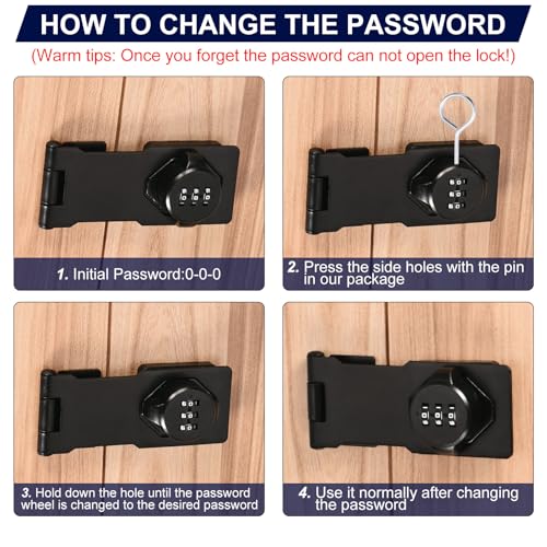 4.5 Inch Cabinet Password Hasp Lock, 2 stuks 3-digit 180 graden Barn Door Lock Security Combinatie Vergrendeling voor laden Kasten Kleine deuren, wit 5