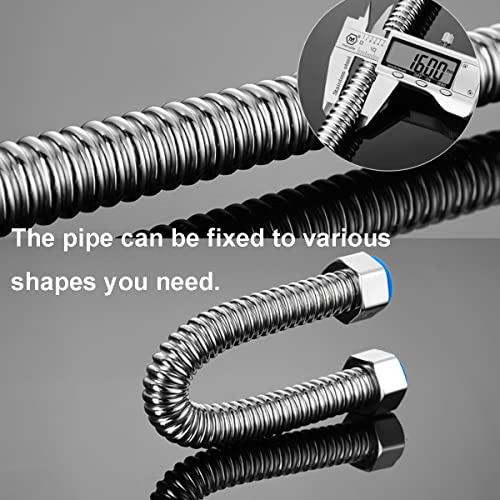 2 stuks G1/2" x G1/2" Roestvrij stalen golfbuizen, 40cm flexibele kraanconnector, flexibele buizen voor keuken aanrecht anti-burst waterpijp voor keuken, badkamer, universele vervanging 4