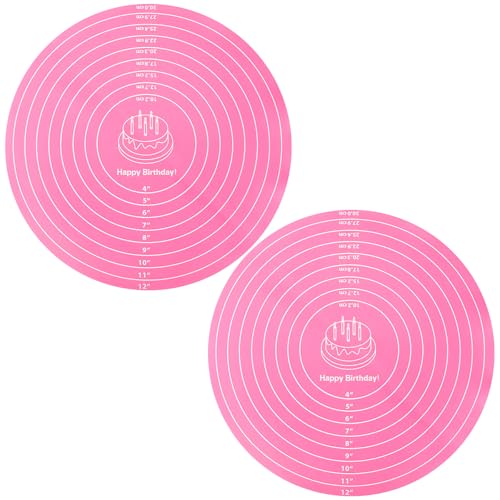 2 stuks siliconen taartonderleger, 30,5 cm ronde taartonderleger met maataanduidingen, hervrijbare draaitafel bakonderleger voor het uitrollen van deeg, pizza, keukenjes