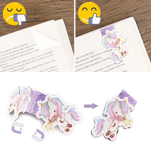 6 stuks magnetisch Bladwijzer Pastel Eenhoorn Magneet Page Markers Cadeaus voor studenten Leraren Readers Meisjes Verjaardag School Home Office Supplies 3