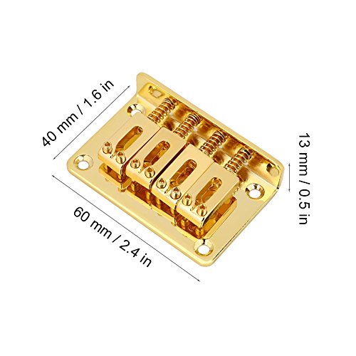 4 String Guitar Bridge, Gitaar String sluiting voor Cigarbox Electric Guitars Bass Ukulele (Gold) 3