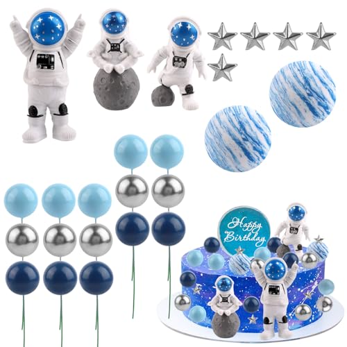25 Pieces Space Cake Topper set, Astronaut Planet Star Space Cake Decoraties voor jongens Meisjes verjaardag feesten Baby Douches Supplies 3