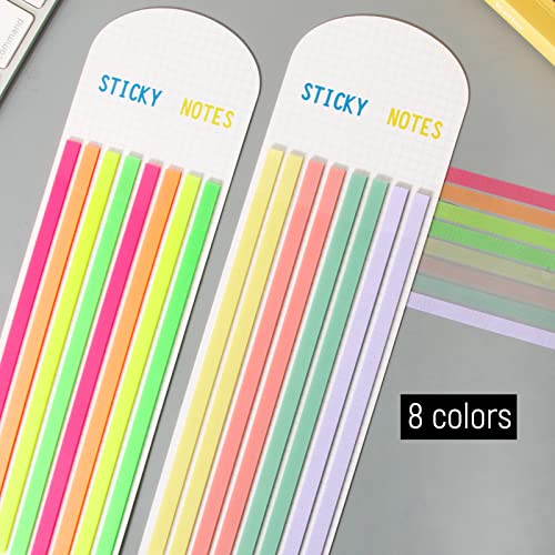 640 Stukken Lange Kleefstrookjes voor tekstmarkering 14 x 0,5 cm Kleurrijke Transparante Zelf-Adhesieve Pagina's Vlaggen voor Markering Markers, Strepen 3