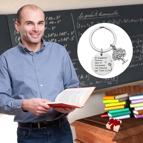 Meester Keychain, 4 stukken, Roestvrij staal Dank u Meester Diverse sleutelhangers, voor leraren, Professor Coach, Cadeau voor leraren, Zilver, One Size 4