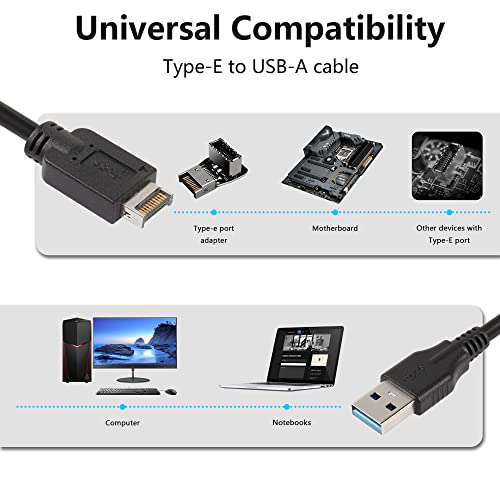 USB 3.1 Front Panel Type E naar USB A 3.0 Conversion Cable,Type E Man naar USB Een Man 5Gbps Gegevenskabel-1.6FT 3