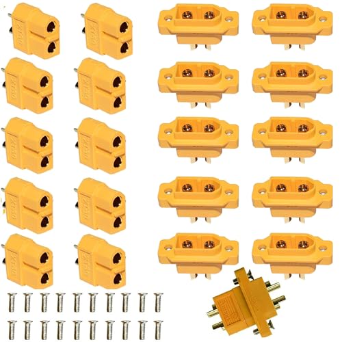 10 paar XT60 Plugs + 10 paar XT60E-M Flush-Mount Plugs Lipo Battery Connectors 2 Pin Connector Kabelplug