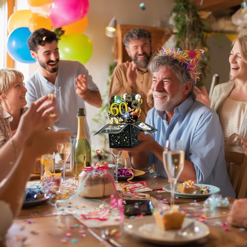 60e verjaardagskaart met muziek - 60e verjaardag pop-upkaart met licht en interactieve kaarsen, cadeau verjaardagskaarten voor vrouwen en mannen, 3D wenskaart verjaardagscadeau 5