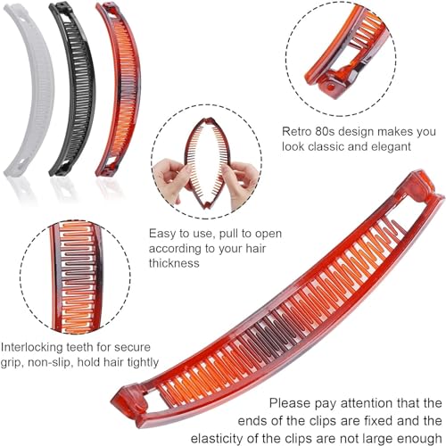 3 Stukjes bananen Haarklemmen Retro-banaan Vintage Grote banaan Kleurrijke Ponytail Haarclips Haarclips (zwart, bruin, wit) 3